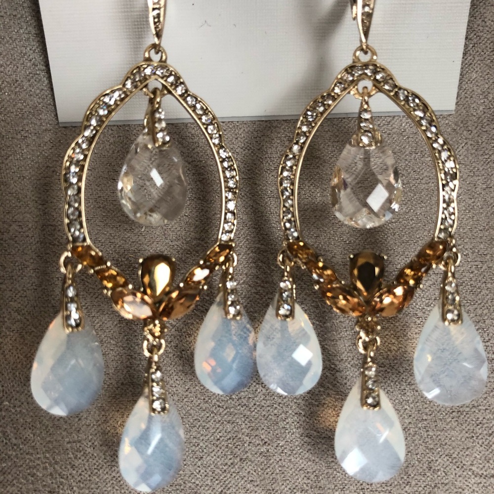 JENNY PACKHAM GOLDTONE CRYSTAL CHANDELIER EARRINGS
